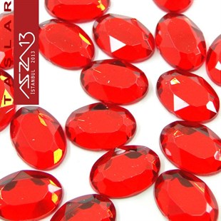 20 Adet 10x14 mm Kırmızı Renk Oval Akrilik Taş (6,8 gr)
