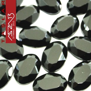 20 Adet 10x14 mm Siyah Renk Oval Akrilik Taş (6,8 gr)