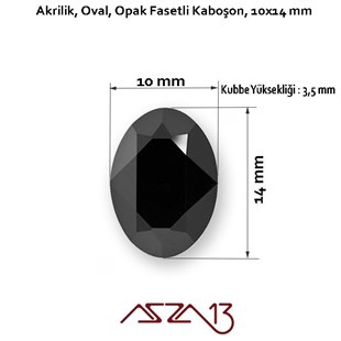 20 Adet 10x14 mm Siyah Renk Oval Akrilik Taş (6,8 gr)