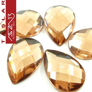 5 Adet 20x30 mm Açık Kahve Renk Damla Akrilik Taş (9,6 gr)