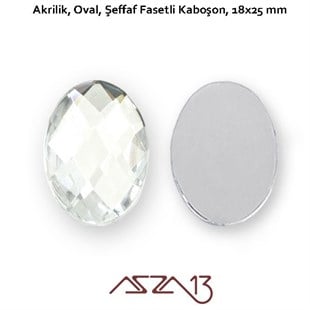 5 Adet 18x25 mm Kristal Renk Oval Akrilik Taş (5,6 gr)