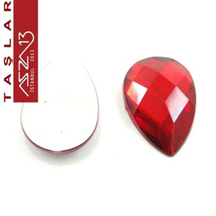 5 Adet 20x30 mm Kırmızı Renk Damla Akrilik Taş (9,6 gr)