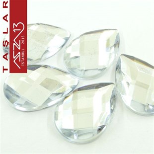 5 Adet 20x30 mm Kristal Renk Damla Akrilik Taş (9,6 gr)
