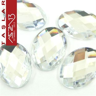 5 Adet 18x25 mm Kristal Renk Oval Akrilik Taş (5,6 gr)
