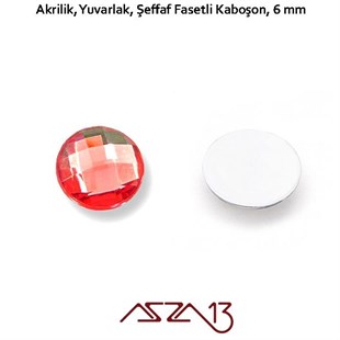 50 Adet 6 mm Kırmızı Renk Yuvarlak Akrilik Taş (2,6 gr)