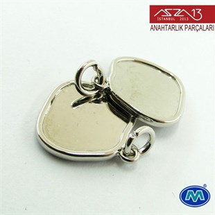 Krom Kaplamalı Amorf Oval Ara PArça 24x21 mm / Paket İçeriği 2 Adet