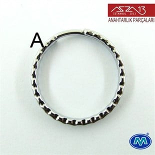 Krom ve Saten Krom Kaplamalı Anahtarlık Yayı Desenli Halka 28 mm / Paket İçeriği 3 Adet