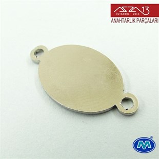 Saten Krom Kaplamalı Oval Çift Kulplu Ara Parça 26x14 mm / Paket İçeriği 2 Adet