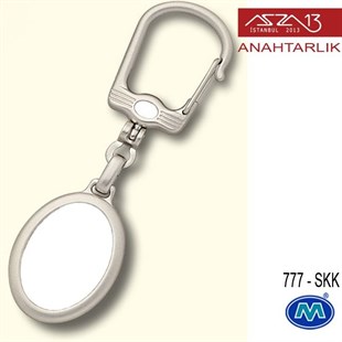 Metalik Saten Krom Dikey Oval (23x97 mm) Çift Taraflı Boş Yuvalı Anahtarlık (777-SKK)