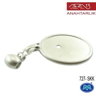 Klipsiz Metalik Saten Krom Oval (35x78 mm) Çift Taraflı Boş Yuvalı Anahtarlık (727-SKK)