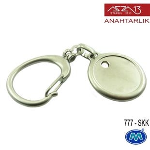 Metalik Saten Krom Dikey Oval (23x97 mm) Çift Taraflı Boş Yuvalı Anahtarlık (777-SKK)