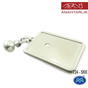 Klipsiz Metalik Saten Krom Dikdörtgen (31x78 mm) Çift Taraflı Boş Yuvalı Anahtarlık (724-SKK)