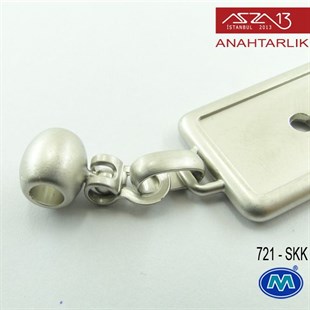 Klipsiz Metalik Saten Krom Dikdörtgen (23x85 mm) Çift Taraflı Boş Yuvalı Anahtarlık (721-SKK)