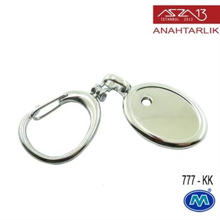 Metalik Krom Dikey Oval (23x97 mm) Çift Taraflı Boş Yuvalı Anahtarlık (777-KK)
