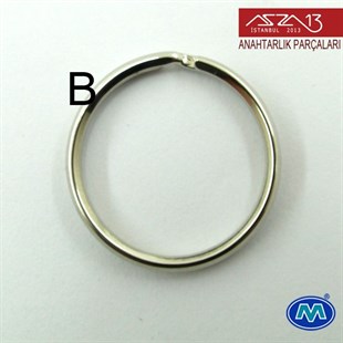 Krom ve Saten Krom Kaplamalı Anahtarlık Yayı Bombeli Halka 32 mm / Paket İçeriği 3 Adet