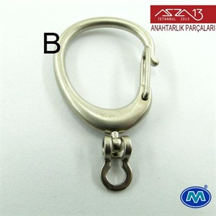Krom ve Saten Krom Kaplamalı Anahtarlık Klipsi (Kilit) 47x27 mm / Paket İçeriği 2 Adet