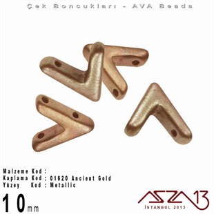 (Ava Beads) 10 mm Ancient Gold Boncuk / 4 Adet
