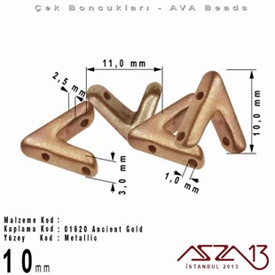 (Ava Beads) 10 mm Ancient Gold Boncuk / 4 Adet