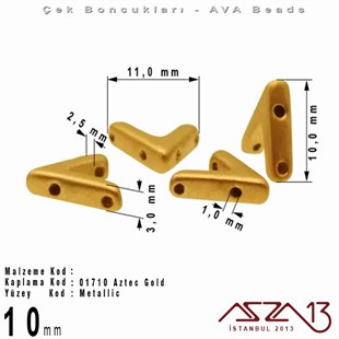 (Ava Beads) 10 mm Aztec Gold Boncuk / 4 Adet
