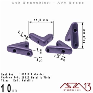 (Ava Beads) 10 mm Alabaster Metallic Violet Boncuk / 4 Adet