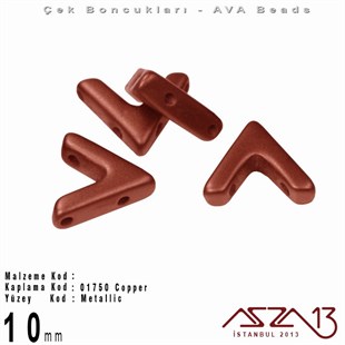 (Ava Beads) 10 mm Copper Boncuk / 4 Adet