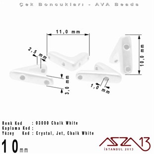 (Ava Beads) 10 mm Chalk White Boncuk / 4 Adet
