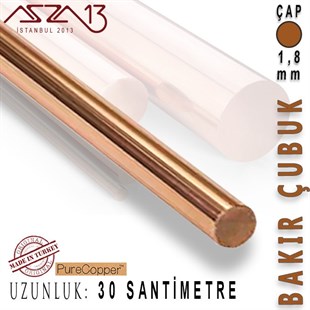 1,8 mm Çapında, 30 cm Uzunluğunda Bakır Çubuk / Paket İçeriği 5 Adet