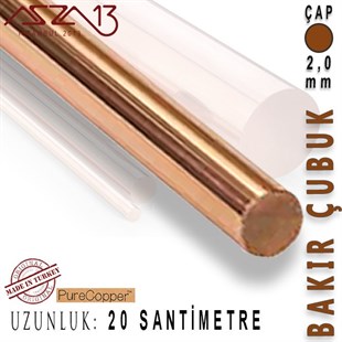 2,0 mm Çapında, 20 cm Uzunluğunda Bakır Çubuk / Paket İçeriği 5 Adet