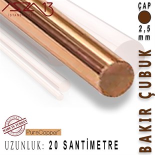 2,5 mm Çapında, 20 cm Uzunluğunda Bakır Çubuk / Paket İçeriği 5 Adet