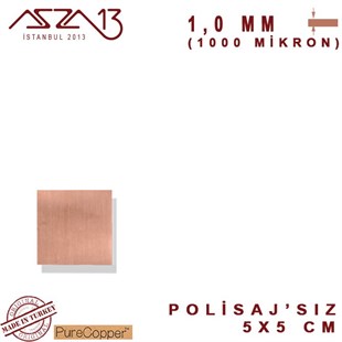 1,0 mm Bakır Levha (50 mm x 50 mm)