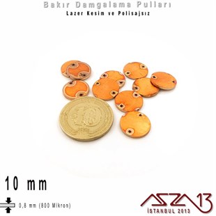 Bakır - 10 mm - Damgalama Pulu - Çift Delik - Dikdörtgen / 10 Adet