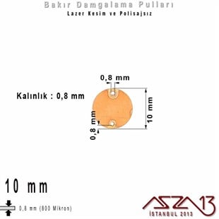 Bakır - 10 mm - Damgalama Pulu - Çift Delik - Dikdörtgen / 10 Adet