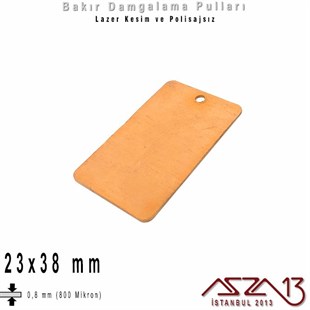 Bakır - 23x38 mm - Damgalama Pulu - Tek Delik - Dikdörtgen / 1 Adet