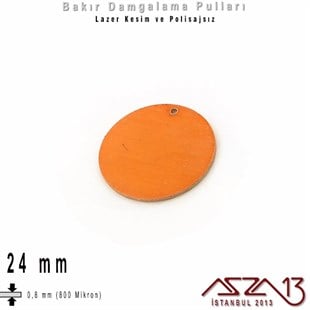 Bakır - 24 mm - Damgalama Pulu - Tek Delik - Yuvarlak / 1 Adet