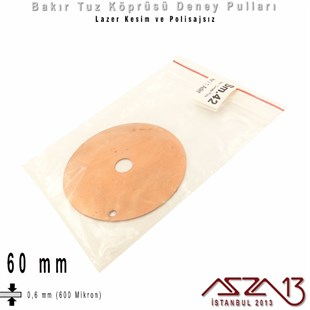 Bakır - 60 mm - Deney Pulu - Tek Delik - Yuvarlak / 1 Adet