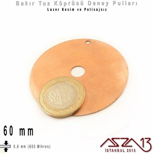 Bakır - 60 mm - Deney Pulu - Tek Delik - Yuvarlak / 1 Adet