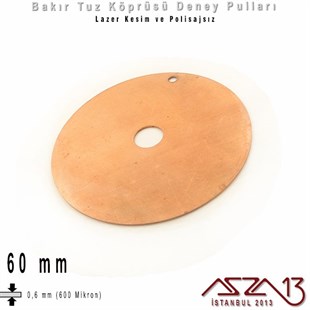 Bakır - 60 mm - Deney Pulu - Tek Delik - Yuvarlak / 1 Adet