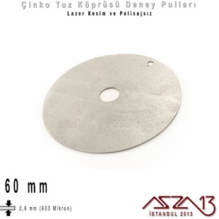 Çinko - 60 mm - Deney Pulu - Tek Delik - Yuvarlak / 1 Adet
