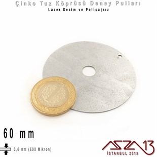 Çinko - 60 mm - Deney Pulu - Tek Delik - Yuvarlak / 1 Adet