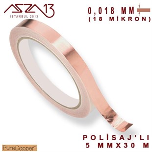 0,018 mm Yapışkan Bantlı Bakır Folyo (0,018mm x 5mm/30m)