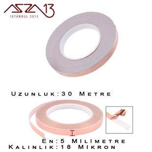 0,018 mm Yapışkan Bantlı Bakır Folyo (0,018mm x 5mm/30m)