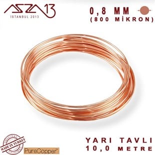 0.8 mm (800 Mikron) Bakır Tel / Paket İçeriği 10 m