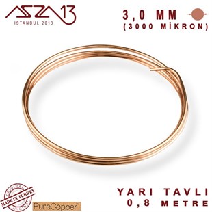 3.0 mm (3000 Mikron) Bakır Tel / Paket İçeriği 80 cm