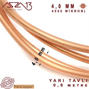 4,0 mm (4000 Mikron) Bakır Tel / Paket İçeriği 80 cm