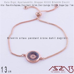 Altın ve Rose Altın Kaplamalı, Asansör (Stopper) Kilitli Bileklik Zinciri