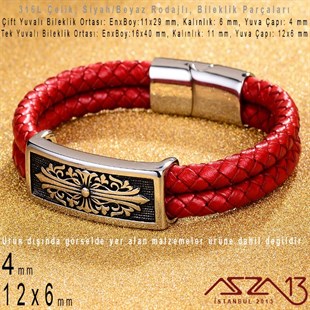 316L Çelik, Siyah / Beyaz Rodajlı,  Logolu / Logosuz, Bileklik Ortası / 1 Adet