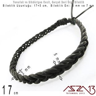 Gerçek Deri - Örgü Yüzeyli - 17 cm Klipsli Bileklik