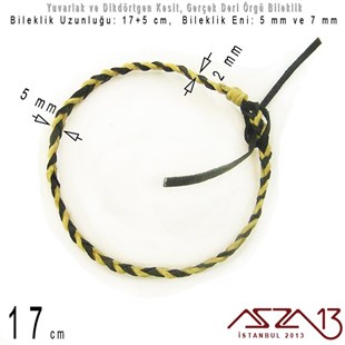 Gerçek Deri - Örgü Yüzeyli - 17 cm Klipsli Bileklik