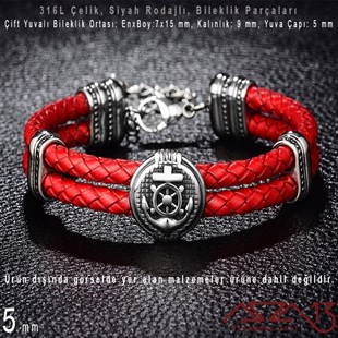 316L Çelik, Siyah Rodajlı, Desenli Bileklik Boncuk / 1 Adet