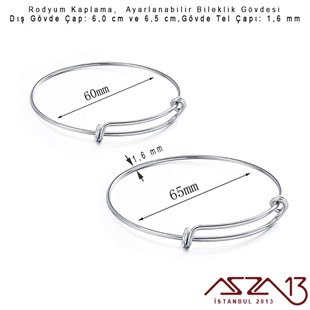 Rodyum Kaplama 1,6 mm Kalınlıkta Bileklik Gövdesi